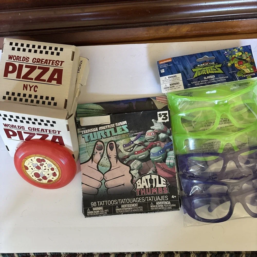 Teenage Mutant Ninja Turtles Party Decorations Pizza Disc, Glasses, Tattoos
